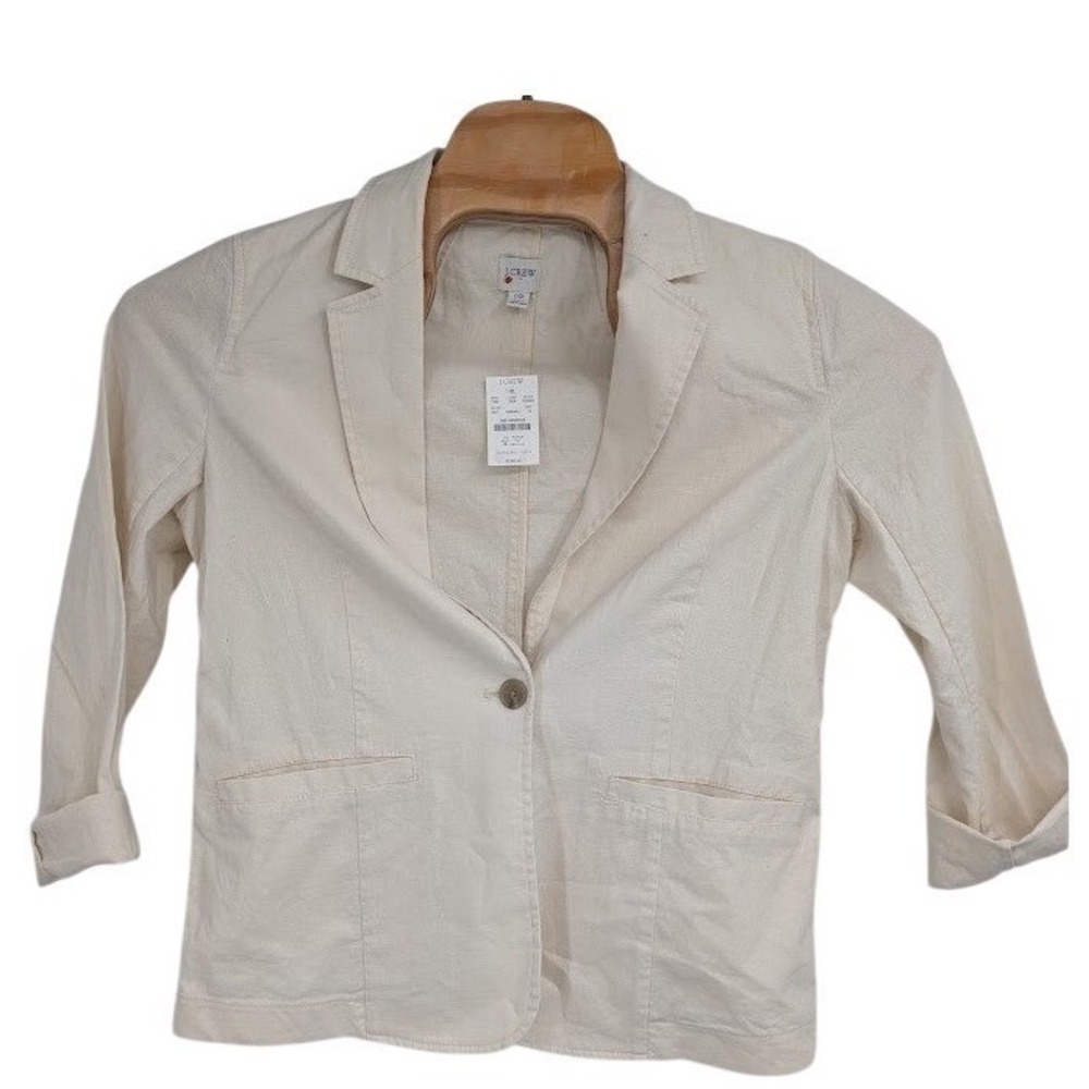 J. Crew NWT Women's Linen Blend Blazer 1 Button Academia Business Beige sz‎ 10